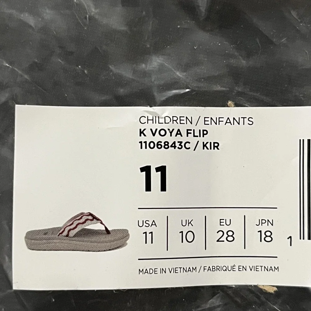 Teva Little Girls Voya Thong Flip Flop Sandals Sz 11 Aqua-Burgundy-Gray-Lavender